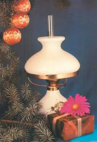 Postcard greetings card Christmas and New Year Hungary lamp and gifts 1986
