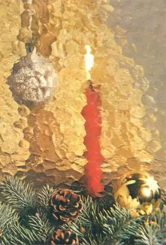 Postcard greetings card Christmas and New Year Romania 1986 candle