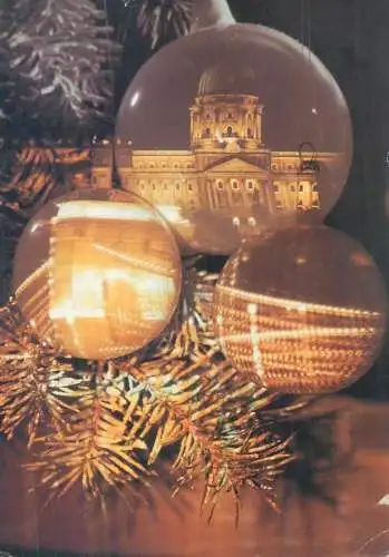 Postcard greetings card Christmas and New Year Hungary globe