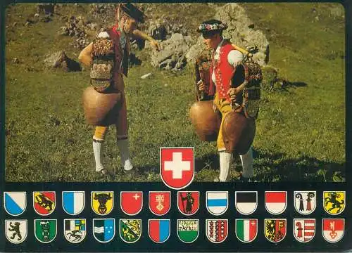 Switzerland Appenzell Herdsmen "shaking bells" ethnic types and scenes traditional costumes multi view