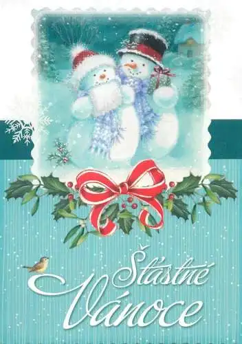 Postcard greetings card Christmas and New Year Hungary snowman