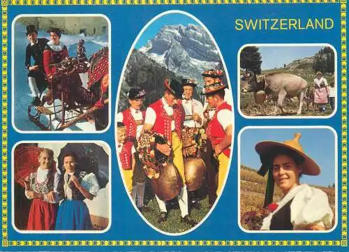 Switzerland ethnic types and scenes folk traditional costumes multi view