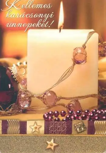 Postcard greetings card Christmas and New Year Hungary candle jewelry star