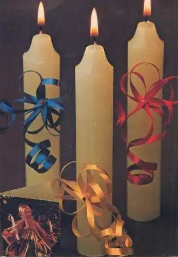 Postcard greetings card Christmas and New Year Hungary candles doll