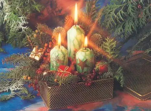 Postcard greetings card Christmas and New Year Romania 2002 candle gift