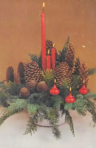 Postcard greetings card Christmas and New Year Hungary 1988 candle