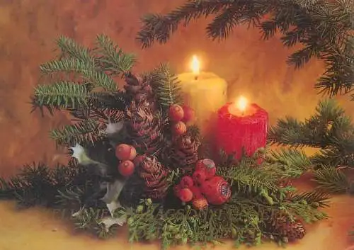 Postcard greetings card Christmas and New Year candle Hungary 1998