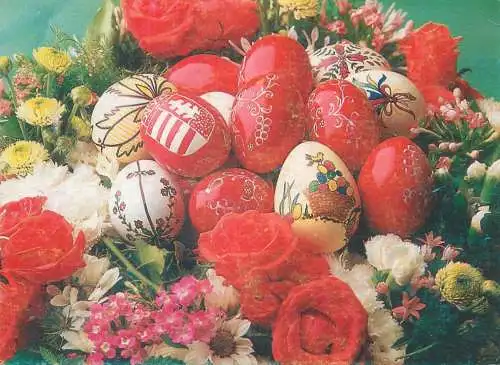 Postcard greetings card Easter Happy Easter Holidays eggs Hungary
