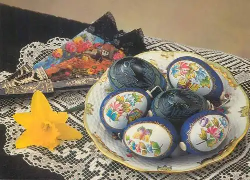 Postcard greetings card Easter Happy Easter Holidays eggs Hungary chicken