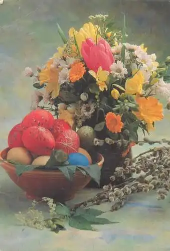 Postcard greetings card Easter Happy Easter Holidays eggs Hungary