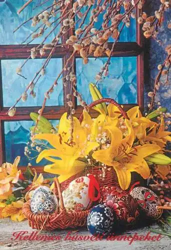Postcard greetings card Easter Happy Easter Holidays eggs Hungary