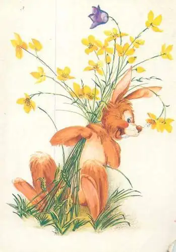 Postcard greetings card Easter Happy Easter Holidays eggs Hungary bunny