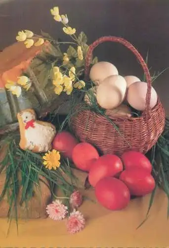 Postcard greetings card Easter Happy Easter Holidays eggs Hungary basket