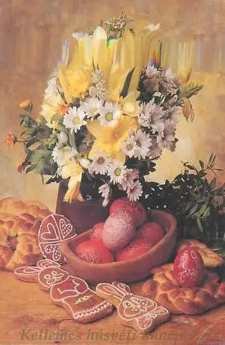Postcard greetings card Easter Happy Easter Holidays eggs Hungary 1997