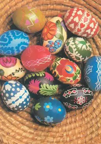 Postcard greetings card Easter Happy Easter Holidays eggs Hungary