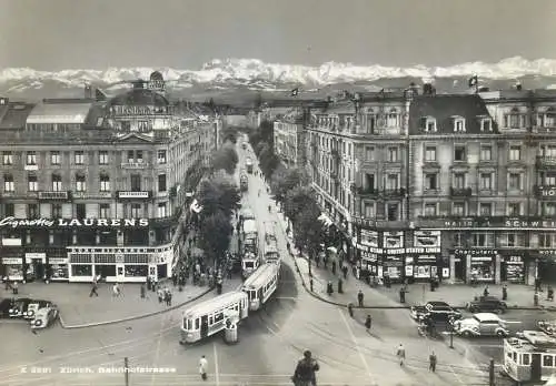 Postcard Switzerland  Zurich Bahnhofstrasse tram