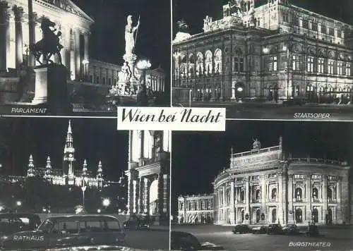 Postcard Austria Wien bei nacht 1961
