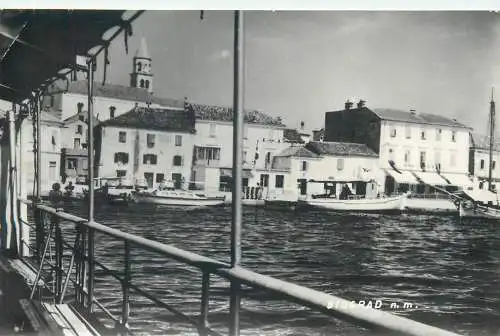 Postcard Serbia Belgrade harbour and clocktower