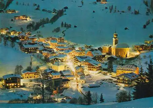 Austria Skidorf Saalbach nocturnal general view