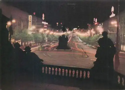 Czech Republic Prague Wenceslas Square nocturnal view