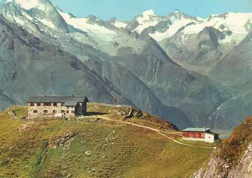 Austria Stubai Tirol Starkenburger Hutte mit Schrankogel