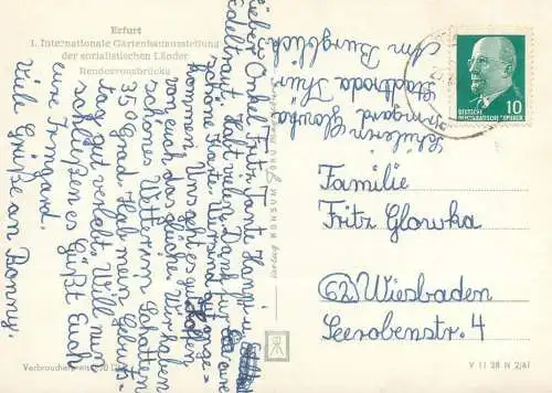 Postcard Germany Erfurt