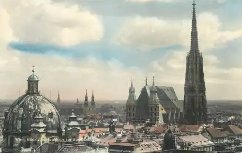 Postcard Austria Wien Stephansplatz and Stephanskirche rooftop