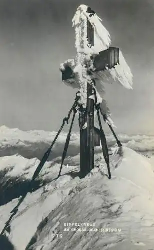 Postcard Austria Gipfelkreuz am Grossglockner mountain top