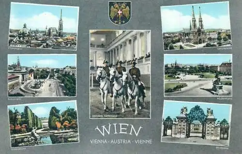 Postcard Austria Wien multi view coat of arms