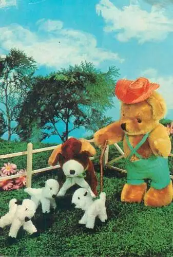 Still life stuffed animals miniature toys dog & lambs