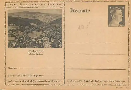 Lernt Deutschland kennen! Herzbad Reinerz Glatzer Bergland Postkarte