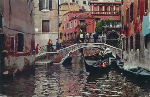 Postcard Italy Venezia (Venice) chanel and gondola