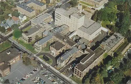 Postcard USA Connecticut Bridgeport hospital aerial 1961