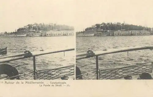 Stereographic vintage postcard Italy Genoa harbour