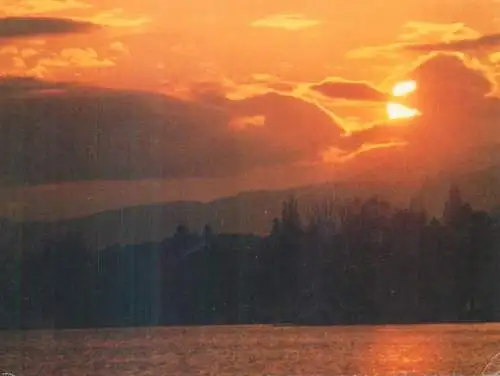 Picturesque natural landscape sunset on the lake view