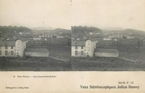 Stereographic vintage postcard France Pays Basque Saint Jean Pied de Port