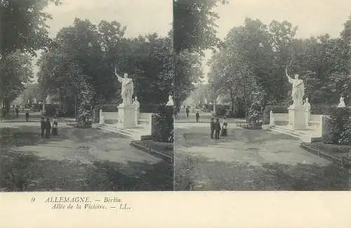 Stereographic vintage postcard Germany Berlin allee de la Victoire