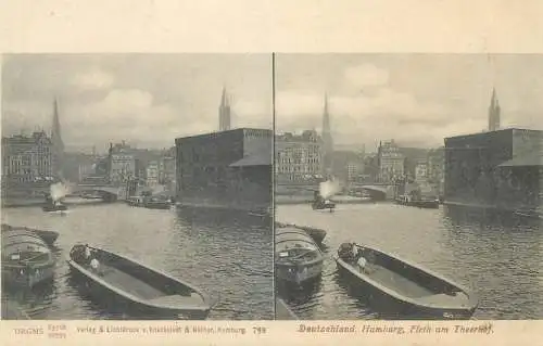 Stereographic vintage postcard Germany Hamburg fleth am Theerhof