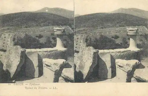 Stereographic vintage postcard Greece Epidaure ruines du thatre