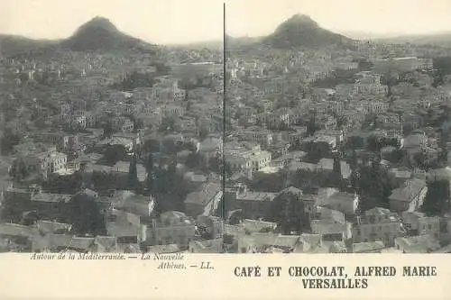Stereographic vintage postcard Greece autor de la Mediterranee la nouvelle Athenes