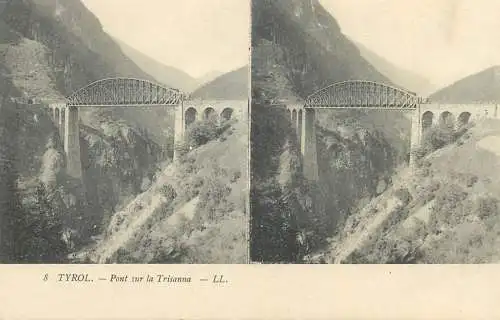 Austria Tirol stereo postcard pont de Trisanna