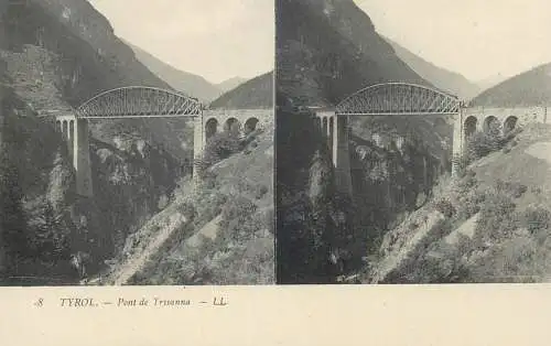 Austria Tirol stereo postcard pont de Trisanna