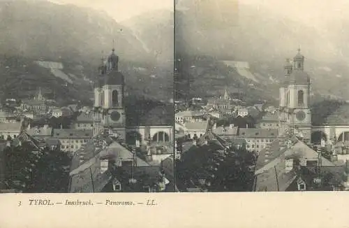 Austria Tirol stereo postcard Innsbruck panorama