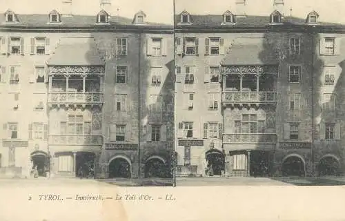 Austria Tirol stereo postcard Innsbruck le Toit d'Or