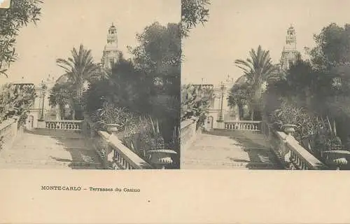 Vue stereographique MONACO Monte Carlo terrasses du Casino