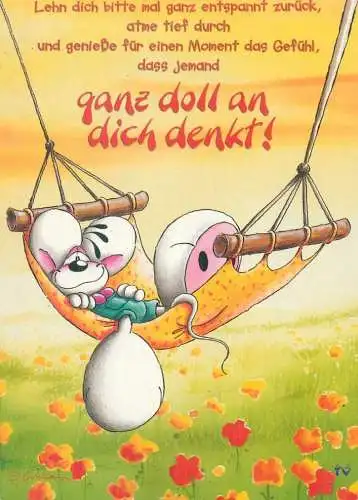 Diddl sleepy in hammock funny drawing