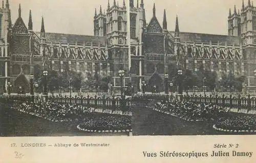 Stereographic view stereo postcard Julien Damoy LONDON Westminster Abbey