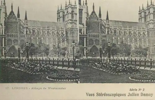 Stereographic view stereo postcard Julien Damoy LONDON Westminster abbey