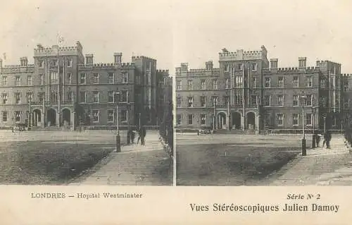Stereographic view stereo postcard Julien Damoy LONDON Westminster hospital