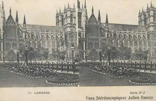 Stereographic view stereo postcard Julien Damoy LONDON Houses of Parliament